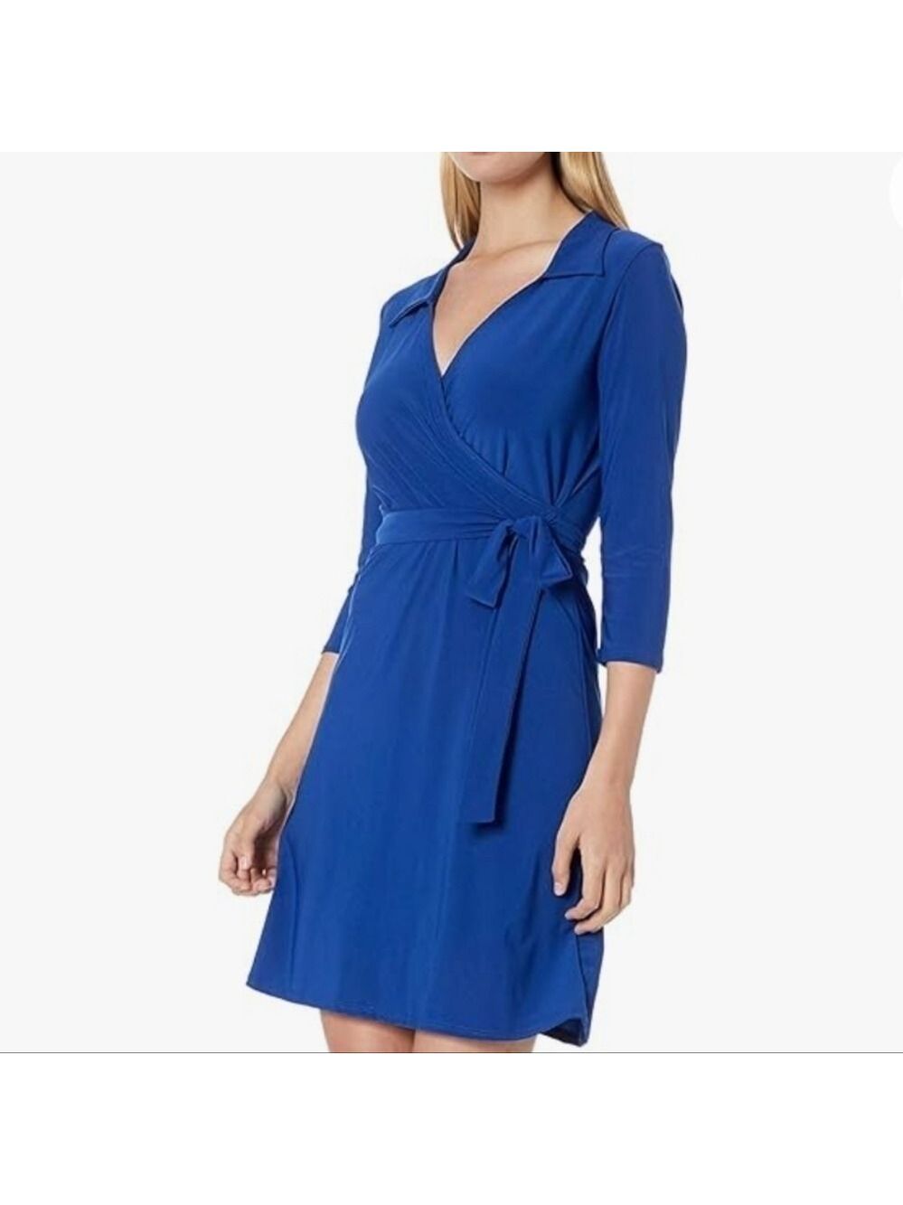 StarVixen Royal Blue Women's 3/4 Sleeves Faux Wrap  Dress NWOT Size L